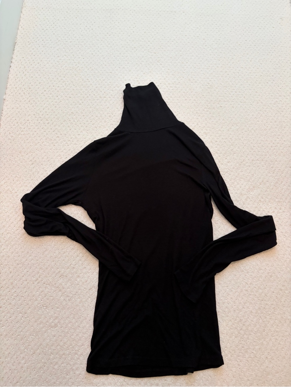 MICHAEL STARS Black Ribbed Long-Sleeve Turtleneck Top One Size